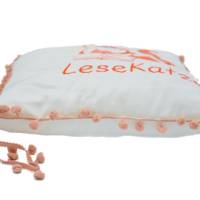 Kuschelkissen, Kissen mit gestickter LeseKatze für Katzenliebhaber, 30 cm x 30 cm Bild 3