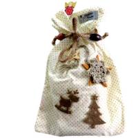 Geschenk- Beutel mit Häkel- und Filzapplikationen Wollweiß Beige Nougat Advents- und Weihnachtsdekoration Bild 2