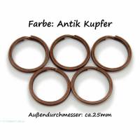 5 Schlüsselringe / split Rings 25 mm Durchmesser Farbe Antik Kupfer Bild 1