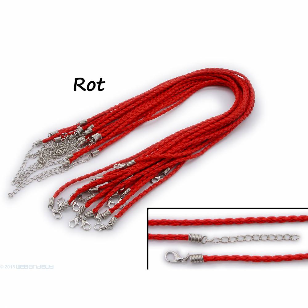 5 x Halsband aus geflochtenem Kunstleder Farbe: Rot Bild 1