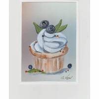 Gruß- oder Geburtstagskarte-  Cupcake   Blaubeeren- handgemalt Bild 1