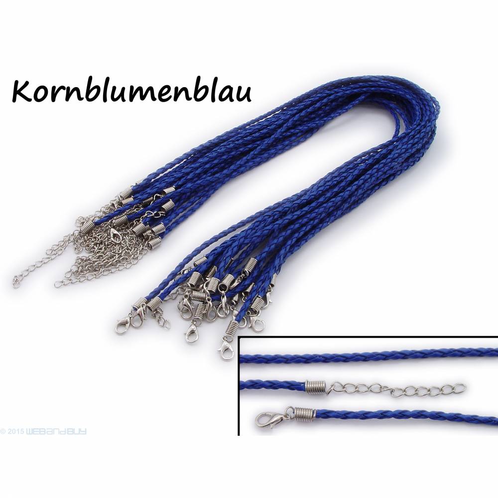 2 x Halsband aus geflochtenem Kunstleder Farbe: Kornblumenblau Bild 1