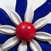 Vintage Brosche Emaille Blume, 50er Jahre, blau, weiß, rot, Emaille Brosche, Rockabilly, Blumenbrosche, Anstecker, Trödel Ding da Bild 2