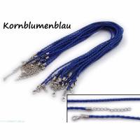 5 x Halsband aus geflochtenem Kunstleder Farbe: Kornblumenblau Bild 1