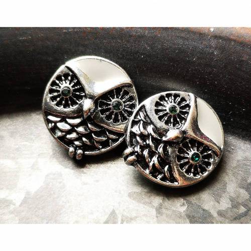 Druckknopf, Druckknöpfe, Button, Druckknopfbutton,Gr. L, Eule, Emaille und Strass, Auswahl