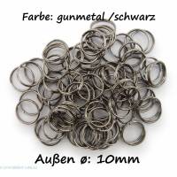 Binderinge / jump Rings 10 mm Durchmesser Farbe Schwarz / Gun Metall 15g ca.80 Stk Bild 1