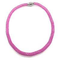 drahtgestrickte Halskette, pink mit glasklaren Roncailles -Perlen Bild 2