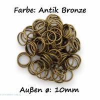 Binderinge / jump Rings 10 mm Durchmesser Farbe Antik Bronze 15g ca.80 Stk Bild 1