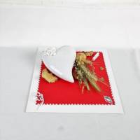 Geldgeschenk Hochzeit, Hochzeitsgeschenk, mit großem Herz aus Keramik, rot weiß Bild 1