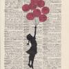 Banksy - Flying Girl - Druck auf antiquarischer Buchseite Bild 2