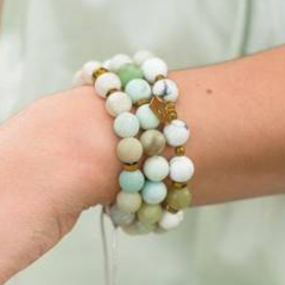 Damen Armband-Set aus Edelsteinen Howlith Amazonit und Hämatit, Geschenk für sie, 10 mm