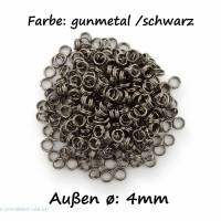 Schlüsselringe / split Rings 4mm Durchmesser Farbe Schwarz / Gun Metall 15g ca.290 Stk Bild 1