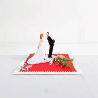 Geldgeschenk Hochzeit, Hochzeitsgeschenk, mit süßem Brautpaar, rot weiß Bild 1