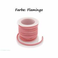 Kunstlederband in Wildlederoptik Farbe: Flamingo 2m lang 1,5mm dick 3mm breit Bild 1