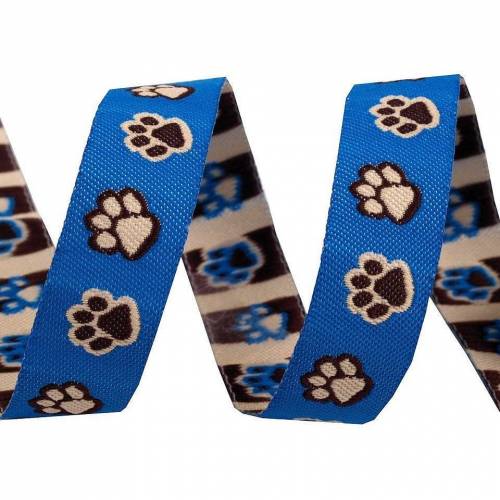  Webband Borte  Bordüre Pfoten Tatzen  blau 16mm (1m/1,50 €)