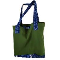 stabile Einkaufstasche 40 x 40cm, grüne Stofftasche mit Innenfutter, zero waste, Bild 2