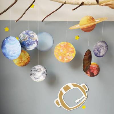 Planetenmobile Aquarell-Sonnensystem Dekoration
