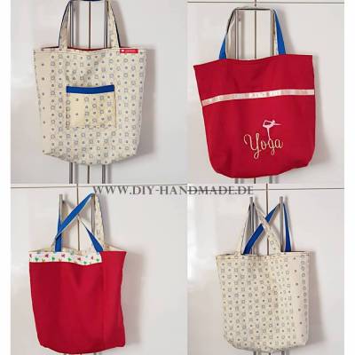 Wendetasche Yoga – Einkaufstasche, Tragetasche, Unikat, handgemacht, Stoffbeutel, nachhaltig, wendbar