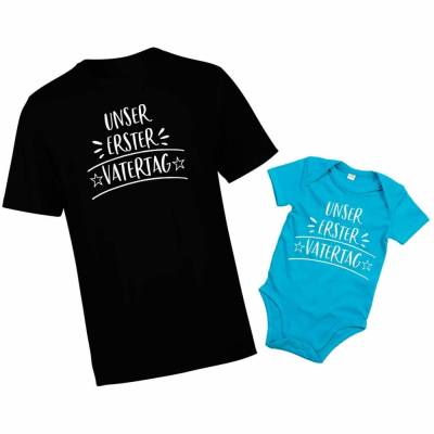 Unser erster Vatertag Vatertagsgeschenk Bodysuit Baby Body & Papa Shirt Papa und ich