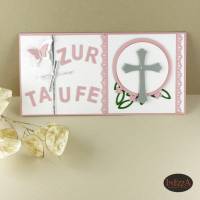 Gutscheinkarte zur Taufe Babykarte rosa Mädchen Taufkarte Wunscherfüller Glückwunschkarte Bild 1