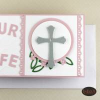 Gutscheinkarte zur Taufe Babykarte rosa Mädchen Taufkarte Wunscherfüller Glückwunschkarte Bild 3