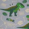 14,40 EUR/m Sommersweat / French Terry Baumwolle Jersey Dinosaurier / Dino lifecycle grün auf blaugrau Bild 5