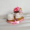 Tischdeko mit Kratzschutz, romantisch im Landhaus Stil mit Teelichthalter und rosa Blumen Bild 3