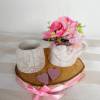 Tischdeko mit Kratzschutz, romantisch im Landhaus Stil mit Teelichthalter und rosa Blumen Bild 4