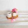 Tischdeko mit Kratzschutz, romantisch im Landhaus Stil mit Teelichthalter und rosa Blumen Bild 6