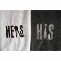 Besticktes personalisiertes Handtuch mit HERS Stickmotiv Highheel - HIS Motiv Krawatte 2er Set Frotteetuch Geschenkideen Bild 1