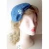 Headpiece; Minihütchen; Baske / blau mit Blütenperlen / one size Bild 2