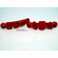 2 Haarspangen rote Rosen und Cabochon 7 cm Bild 1