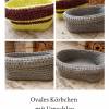 Häkel-Anleitung für ein ovales Körbchen aus Textilgarn mit Umschlag Bild 5