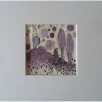 Aquarellbild abstrakt lila mit Passepartout Doodle Geschenk Bild 1
