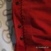 roter vintage Kissenbezug mit schwarzen Knöpfen, 50x50 cm, Kissenhülle mit Drachen bestickt, Unikat, Bild 5