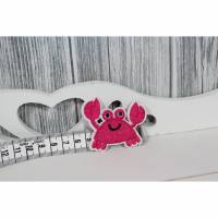 Kleiner Patch Aufnäher Krabbe ca 4,5 x 5,5 cm Pink Bild 1