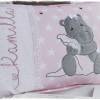 Kissen 30cmx40cm rosa/weiß/grau mit Doodlestickerei Hippo mit Schmusetuch Bild 6