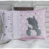 Kissen 30cmx40cm rosa/weiß/grau mit Doodlestickerei Hippo mit Schmusetuch Bild 7