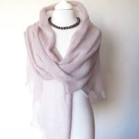 Dreieckstuch lila-grau aus Mohair, leichtes Schultertuch mauve taupe, Damen-Schal gestrickt, Schulterwärmer Bild 1