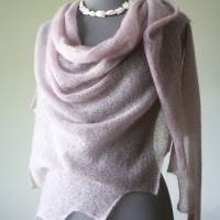 Dreieckstuch lila-grau aus Mohair, leichtes Schultertuch mauve taupe, Damen-Schal gestrickt, Schulterwärmer Bild 10