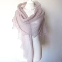 Dreieckstuch lila-grau aus Mohair, leichtes Schultertuch mauve taupe, Damen-Schal gestrickt, Schulterwärmer Bild 8