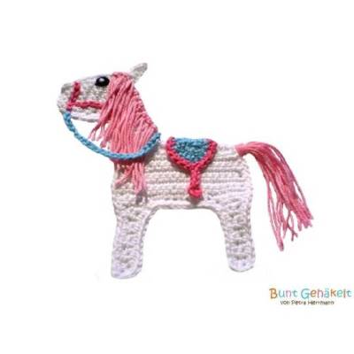 Pferd, Häkelapplikation, Aufnäher, Pony, Applikation, Tierapplikation, Pferdeapplikation, Mädchenapplikation