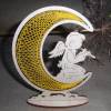 Kleiner Aufsteller Mondsichel mit Engel Klöppelspitze Handarbeit traditionelle Handwerkskunst Bild 2