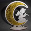 Kleiner Aufsteller Mondsichel mit Engel Klöppelspitze Handarbeit traditionelle Handwerkskunst Bild 4
