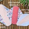 waschbare Baumwoll Stoffbinden - Set für nachhaltige Monatshygiene und Blasenschwäche - Zero Waste - weiß rosa blau Bild 5