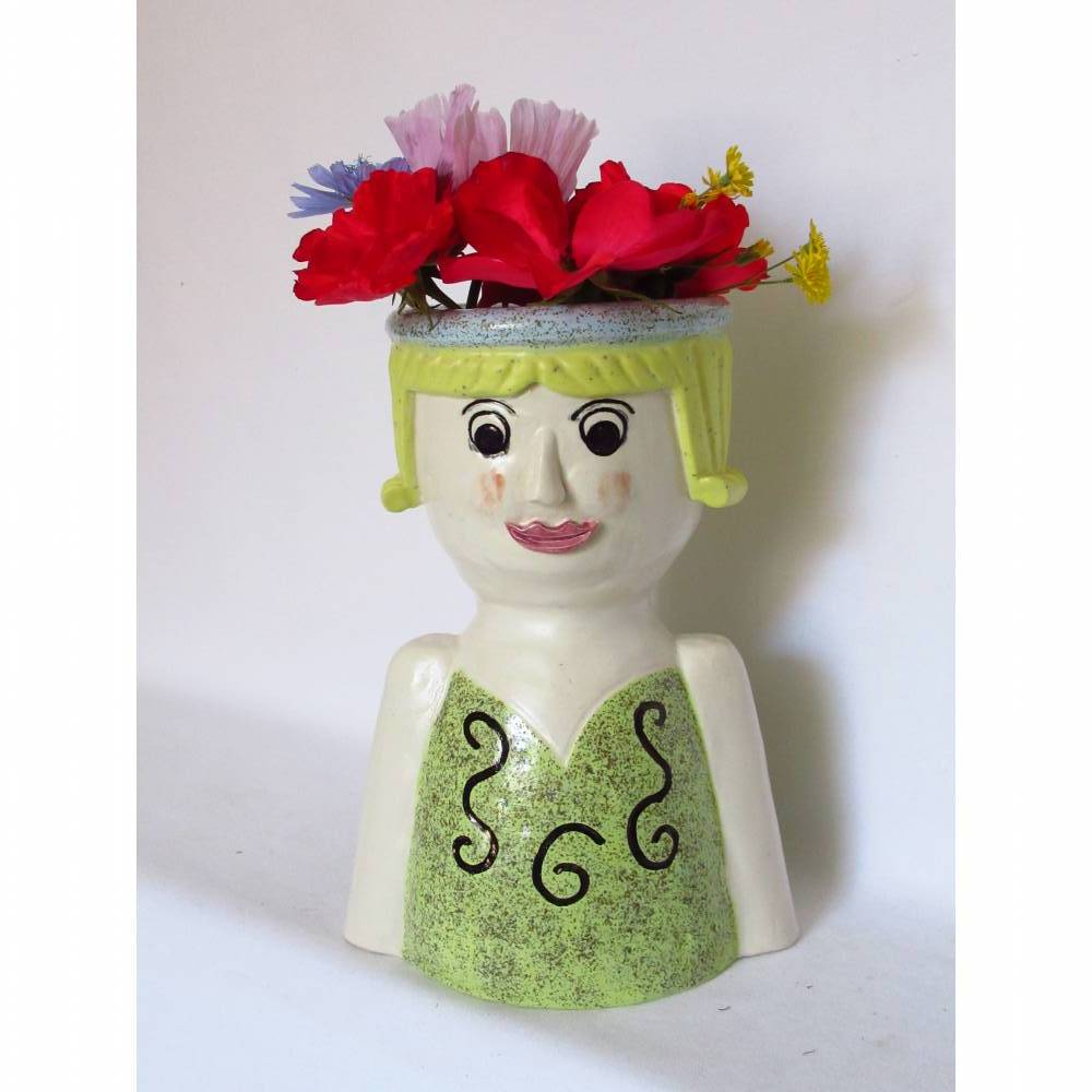 Blumenfrau aus Keramik, Skulptur Tonfigur Bild 1