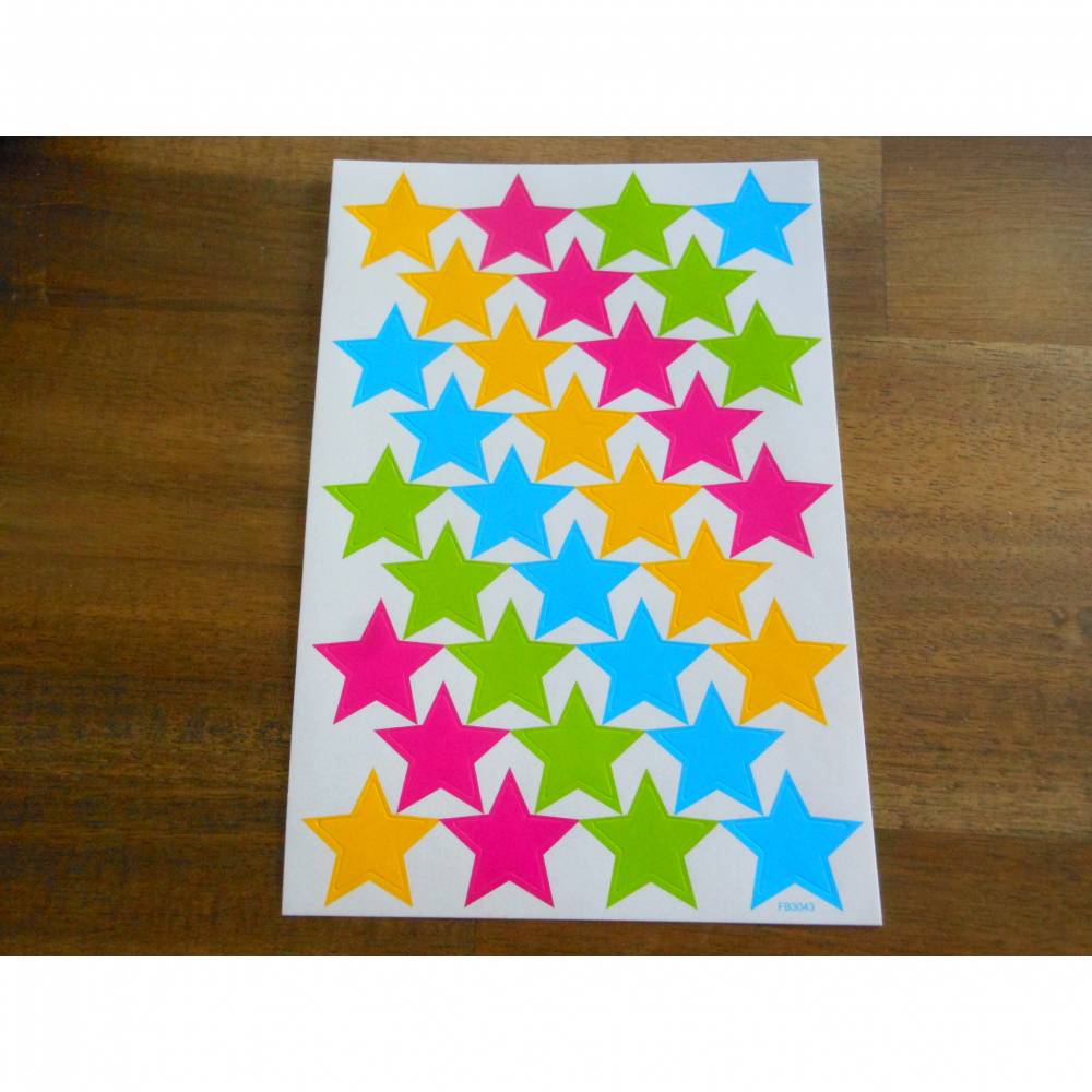 Neon Sterne Sticker Aufkleber 32 Stück selbstklebend