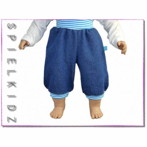 maritime Sommerjeans kurze Pumphose türkis weiß Sommerhose