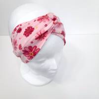 Turban Stirnband, Haarband rosa geblümt Bild 1