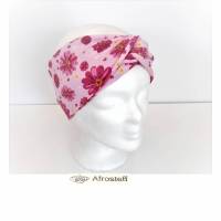 Turban Stirnband, Haarband rosa geblümt Bild 4